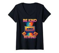 Donna Fun Times Be Kind e Rewind Mixtape Throwback Vibe Maglietta con Collo a V