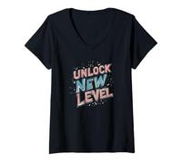 Donna Fun Unlock New Level - Costume per adulti e bambini Maglietta con Collo a V