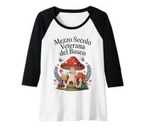 Donna Funghi Donna Fungaiola Porcini Cinquant’Anni Compleanno Maglia con Maniche Raglan
