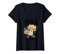 Donna Funghroom Coffee Club Focus Vibes Maglietta con Collo a V