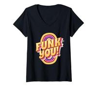 Donna Funk You! 80s Music Retro Tee Maglietta con Collo a V