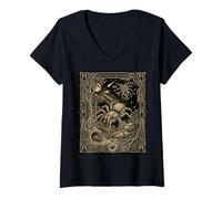 Donna Funnel Web Tarocchi Carta Celeste Costellazione Maglietta con Collo a V
