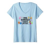 Donna Funny 100 Days of School One Hundred Days Later Maglietta con Collo a V