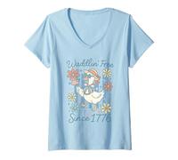 Donna Funny 4th of July Goose Retro Independence Day Firequacker Maglietta con Collo a V
