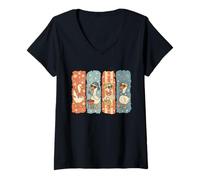 Donna Funny 4th of July Goose Retro Independence Day Firequacker Maglietta con Collo a V