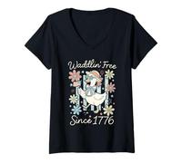 Donna Funny 4th of July Goose Retro Independence Day Firequacker Maglietta con Collo a V