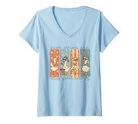 Donna Funny 4th of July Goose Retro Independence Day Firequacker Maglietta con Collo a V