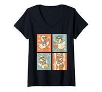 Donna Funny 4th of July Goose Retro Independence Day Firequacker Maglietta con Collo a V