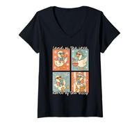 Donna Funny 4th of July Goose Retro Independence Day Firequacker Maglietta con Collo a V
