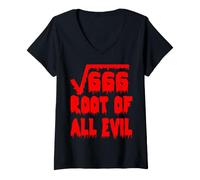 Donna Funny 666 Square Root all Evil Matematico Insegnante di Matematica Maglietta con Collo a V