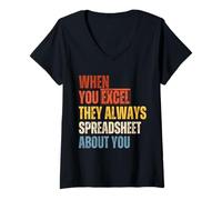 Donna Funny Accountant When You Excel They Always Spreadsheet You Maglietta con Collo a V