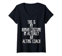 Donna Funny Acting Coach Costume for Professional Student Actors Maglietta con Collo a V