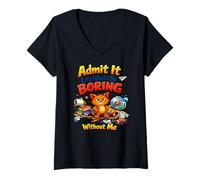 Donna Funny Admit It Life Would be noiing Without Me Chaos Cat Maglietta con Collo a V