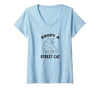 Donna Funny Adopt a Street Cat Possum Lover Maglietta con Collo a V