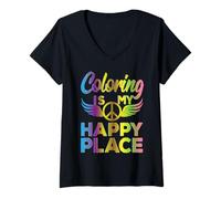 Donna Funny Adult Coloring Humor Art Teacher Artist Rainbow Meme Maglietta con Collo a V