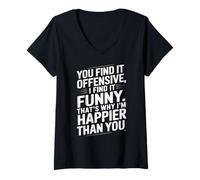 Donna Funny Adult Humor Sarcastic Offensive Happy Feeling Quote Maglietta con Collo a V