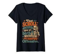 Donna Funny Aging Humor Scroll Year of Birth Joke Maglietta con Collo a V