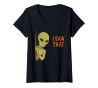 Donna Funny Alien Meme I Saw That UFO Extraterrestrial Humor Joke Maglietta con Collo a V