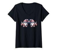 Donna Funny America Gnome Graphic For Patriotic Family 4th Of July Maglietta con Collo a V