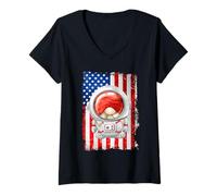 Donna Funny American Flag Themed Grumpy GNOME for Men Space Lovers Maglietta con Collo a V