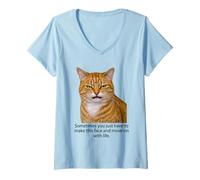 Donna Funny Angry Annoyed Cat Face Meme Unimpressed Orange Cat Pun Maglietta con Collo a V