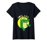 Donna Funny Animal Lover Cool Kids, Crocodile Alligator Maglietta con Collo a V
