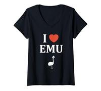 Donna Funny Animals Emus Minimalist Bird Simple i Love Emu Maglietta con Collo a V
