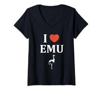 Donna Funny Animals Emus Minimalist Bird Simple i Love Emu Maglietta con Collo a V