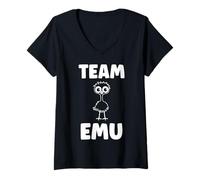 Donna Funny Animals Emus Minimalist Bird Simple Team Emu Maglietta con Collo a V