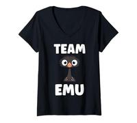 Donna Funny Animals Emus Minimalist Bird Simple Team Emu Maglietta con Collo a V