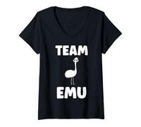 Donna Funny Animals Emus Minimalist Bird Simple Team Emu Maglietta con Collo a V