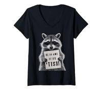 Donna Funny Autism Awareness Raccoon Meme Be In Awe Of My 'Tism Maglietta con Collo a V