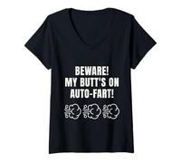 Donna Funny Auto-Fart Humor Tee Novelty Christmas 2025 Gag Saying Maglietta con Collo a V