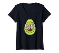 Donna Funny Avocado Lover But First Avocado Maglietta con Collo a V