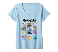 Donna Funny Axolotl Lovers Axolotls of The World Maglietta con Collo a V