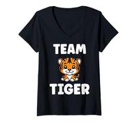 Donna Funny baby cute tigers quote Team tiger Maglietta con Collo a V