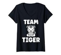 Donna Funny baby cute tigers quote Team tiger Maglietta con Collo a V