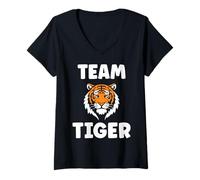 Donna Funny baby cute tigers quote Team tiger Maglietta con Collo a V