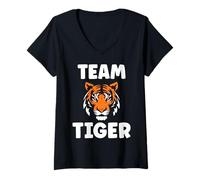Donna Funny baby cute tigers quote Team tiger Maglietta con Collo a V