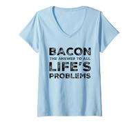 Donna Funny Bacon Lovers - AMA Il Bacon Meat Eater Carnivore Humor Maglietta con Collo a V