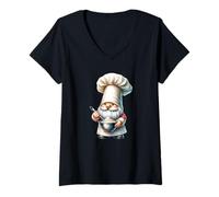 Donna Funny Baker GNOME Dad with Large Baker Hat for Baking Mom Maglietta con Collo a V