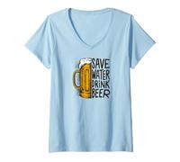 Donna Funny Bar Alcohol Drinking Party Beer Brew Craft Cerveza Maglietta con Collo a V