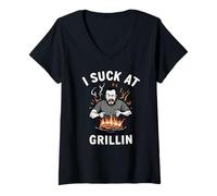 Donna Funny BBQ Fail Burn The Food 4 luglio Grillin Grillin Grilling Men Maglietta con Collo a V