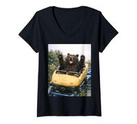 Donna Funny Bear Roller Coaster Meme Silly Graphic Maglietta con Collo a V