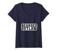 Donna Funny Beard Lover Gift Idea for Men Who Live the Outlaw Life Maglietta con Collo a V