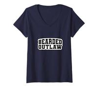 Donna Funny Beard Lover Gift Idea for Men Who Live the Outlaw Life Maglietta con Collo a V
