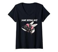 Donna Funny Bee Hive Honey Lover Tee Funny Beekeeper Maglietta con Collo a V