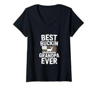 Donna Funny Best Buckin Nonno Mai Dicendo Deer Dad Maglietta con Collo a V