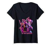 Donna Funny Bigfoot Friend vlog Love hiking vaporwave selfie stick Maglietta con Collo a V