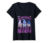 Donna Funny Birthday Gnomes Did You GNOME Its My 40th Birthday Maglietta con Collo a V